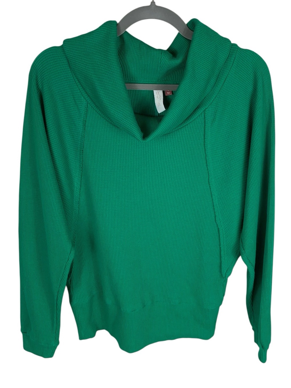 Women's Pilcro Green Long Sleeve Cowl Neck Waffle Knit Top Size S Seam Detail